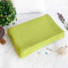 [Green] 100% Cotton Thermal Cellular Throw Blanket (90 by 108 inches)