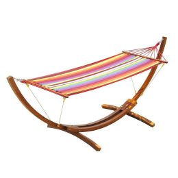 Patio Garden Portable Outdoor Polyester Hammock Set Red With Hammock Stand And Handbag