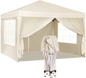 10'x10' EZ Pop Up Canopy Outdoor Portable Party Folding Tent with Removable Sidewalls + Carry Bag + 4pcs Weight Bag