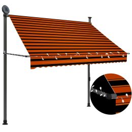 Manual Retractable Awning with LED 78.7" Orange and Brown