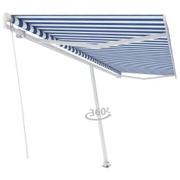 Freestanding Manual Retractable Awning 196.9"x118.1" Blue/White