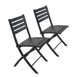 Outdoor Folding Chair Set of 2 All Weather Aluminum Patio Chairs