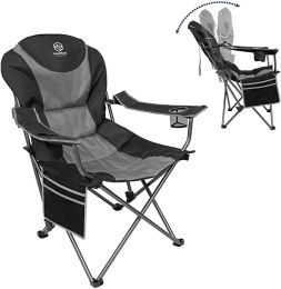 Outdoor Reclining Camping Chair 3 Position Folding Lawn Chair Supports 350 lbs