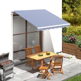 Awning Top Sunshade Canvas Blue & White 118.1"x250"