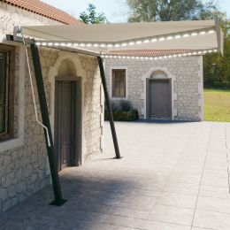 Manual Retractable Awning with LED 157.5"x118.1" Cream