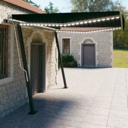 Manual Retractable Awning with LED 157.5"x118.1" Anthracite